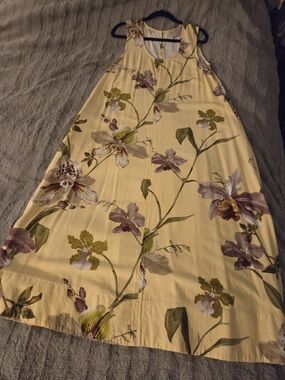 Yellow Floral Sleeveless Maxi Dress